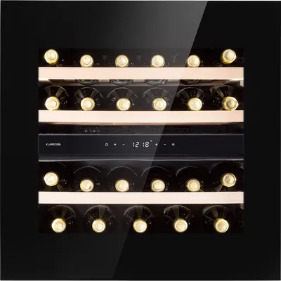 Produktbild von Klarstein Weinkühlschrank Freistehend, Kleiner Getränkekühlschrank Schmal, 2 Zonen Weinkühlschrank mit Glastür, Indoor/Outdoor Beersafe, Kühlschrank Klein mit LED-Lichter, 5-20°C, 25 Flaschen