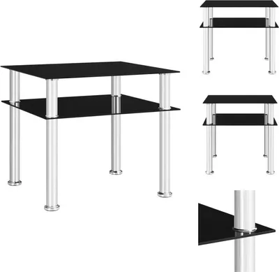 Obrázok produktu pre vidaXL Bočný stolík čierny 45x50x45 cm z tvrdeného skla - Bočné stolíky