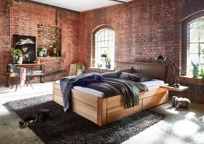 Produktbild von Bett Köge Sonderl. 200x220 Sonderhöhe 54 Kernbuche Kopfteil Schubkasten Blenden