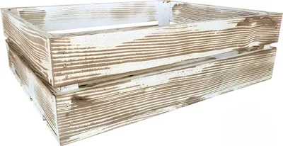 Two wooden crates stacked on a white background.