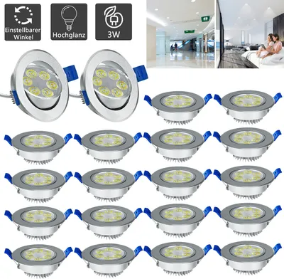 Produktbild von LARS360 20X3W Spot Einbauleuchte LED Strahler Deckenstrahler Einbauspot Einbaustrahler Deckeneinbauleuchte Deckenspot (20X3W, Kaltweiß )