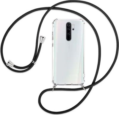 Produktbild von Handykette Backcover-Schutzhülle mit Band (Metall silberfarben) für Xiaomi Redmi Note 8 Pro - schwarz