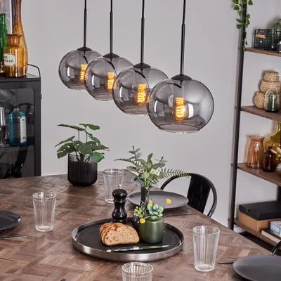 Produktbild von Carrone Hängelampe aus Metall/Glas in Schwarz/Rauchfarben