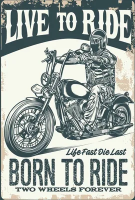 Produktbild von vianmo Holzschild 18x12 cm Biker Motorrad born to ride