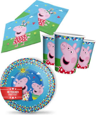 Produktbild von Peppa Pig Party Paket Set 36tlg mit Tellern Bechern und Servietten Geburtstag