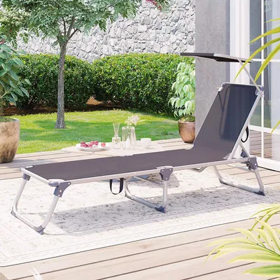 Produktbild von SONGMICS Gartenliege, klappbar 193 x 55 x 31 cm verstellbar rauchgrau
