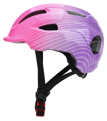 Obrázok produktu pre Detská prilba na bicykel, nastaviteľná, 48-52 cm, ružová/fialová, lesklá, vhodná na bicykel, kolobežku a skateboard