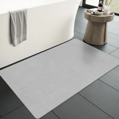 Immagine prodotto di Tappetino da bagno antiscivolo, telo da doccia ad asciugatura rapida, grigio chiaro, 60 x 90 cm