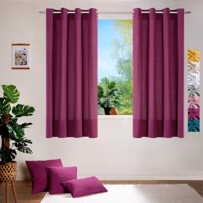 Produktbild von heimtexland ® Deko Vorhang Baumwolle Dekoschal Blickdicht Einfarbig Ösenschal Gardine Typ849 Beere HxB 160x140 cm