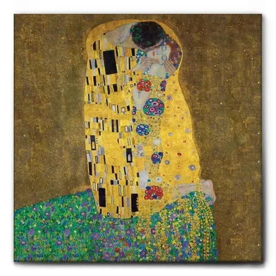 Image de Giallobus - Le baiser - Gustav Klimt - 50L x 50l cm - Tableau - Toile à cadre standard