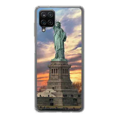 Produktbild von MuchoWow® Handyhülle Schutzhülle Hülle für Samsung Galaxy A12 Freiheitsstatue in New York bei Sonnenuntergang Silikon Softcase Handy Hülle - Bild