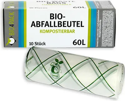 Produktbild von 60 L Abfallbeutel 10er Pack / Müllbeutel / Mülltüte / Biobeutel / Kompostbeutel / Bio4Pack