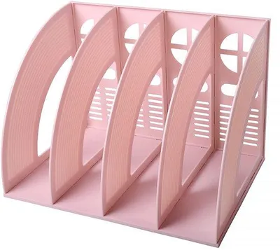 Productafbeelding van Unyqoos® Bureauorganizer – 4 compartimenten voor documenten en tijdschriften, kunststof, 33,2 x 23,3 x 23,3 cm, roze
