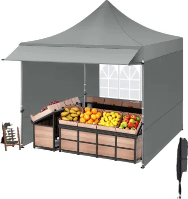 Produktbild von Pop-Up-Pavillon, wasserdicht, höhenverstellbar, GRAU, 3X3M