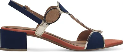 Produktbild von MARCO TOZZI Damen Sandale Textil Sandalette Metallic T-Riemen 2-28230-42, Größe:40 EU, Farbe:Mehrfarbig