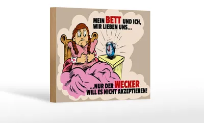 Produktbild von Holzschild Spruch 18x12cm Mein Bett und Ich wir lieben uns