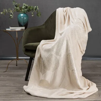 Produktbild von Decke mit Muster GINKO2 150x200 cm creme