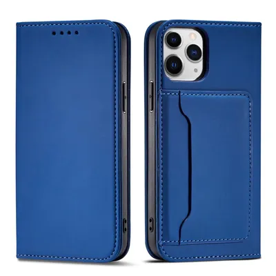 Produktbild von Magnet Card Case für iPhone 12 Pro Max Hülle Kartenetui Stand blau