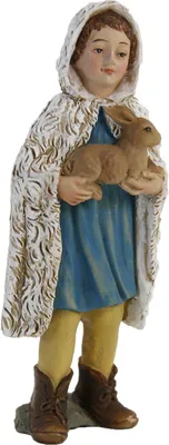 Produktbild von FADEDA Hirtenjunge mit Kaninchen   / Höhe:11 cm / handbemalt / detailgetreue Krippen Figuren - Weihnachten Tisch Dekoration Krippe Zubehör