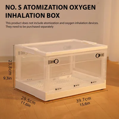 Produktbild von Tragbare Sauerstofftherapiebox für Haustiere - Faltbare Transportbox - Transparent - Mit Verneblungsmaske - Für Katzen und Hunde - Größe S