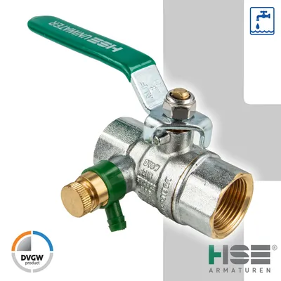 Produktbild von DVGW Kugelhahn für Trinkwasser 1/2" IG-IG mit langem Hebel und Entleerung : 1/2 Zoll Größe: 1/2 Zoll