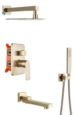 Imagen del producto de Conjunto de grifo de ducha, montaje en pared oculto, ducha de lluvia, pared de 12 pulgadas