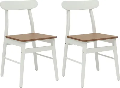 Immagine prodotto di vidaXL Sedia da pranzo, 2 pezzi, legno massello di gomma, bianco e naturale