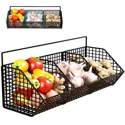 Metall-Hängekorb für Küche, 3er Set, schwarz, rostbeständig