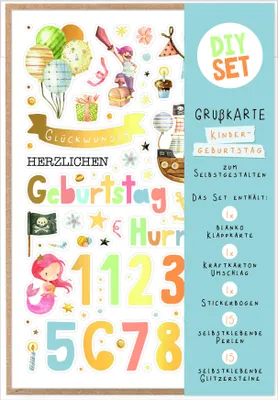 Produktbild von Kindergeburtstag Zahlengeburtstag DIY Set 1-11 Bastelkarte mit Umschlag zu Selbergestalten