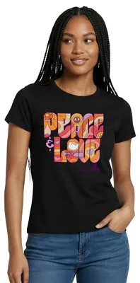 Produktbild von Spreadshirt Woodstock Peace Love Hippie Design Frauen T-Shirt, XXL, Schwarz