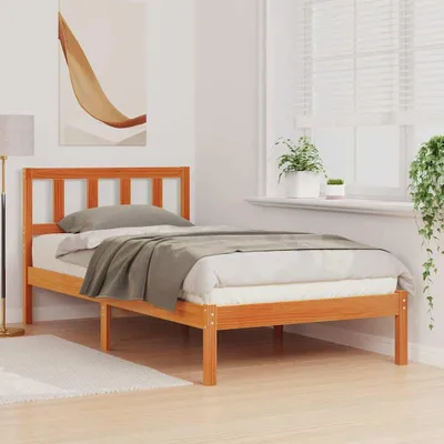 Produktbild von （Robust Möbel） Einzelbett - Bettrahmen Wachsbraun 100 x 200cm Massives Kiefernholz - Bettrahmen Klassische Betten CL480886