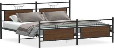 Produktbild von Metallbett ohne Matratze Braun Eichen-Optik 193x203 cm