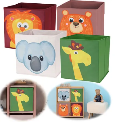 Produktbild von LS-LebenStil Kinder Aufbewahrungsbox Giraffe 30x30cm Spielzeugkiste faltbar Boxen für für Ikea Kallax Regal Spielzeugkiste für Kinderzimmer Regalbox