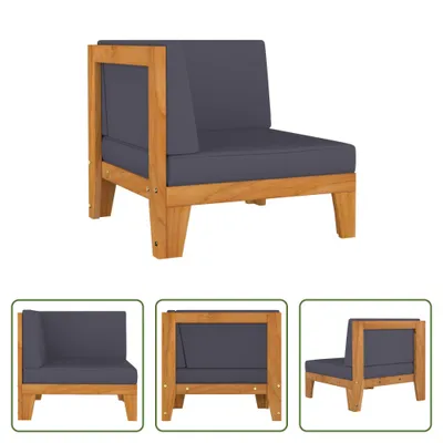 Produktbild von The Living Store Modular-Ecksofa mit Dunkelgrauen Kissen Akazie Massivholz