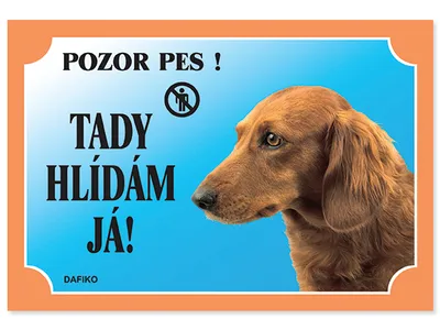 Obrázek produktu pro Tabulka Tady hlídám! Jezevčík dlouhosrstý 1ks