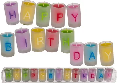 Produktbild von OOTB Farbige Kerze im Glas Happy Birthday