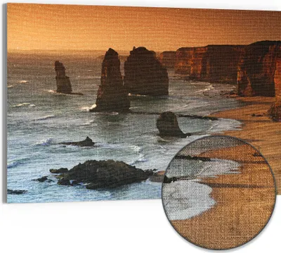 Produktbild von DEQORI Hybrid Leinwand Bild 90x60 cm 'Abendliche Apostel' Wandbild Glas flach modern