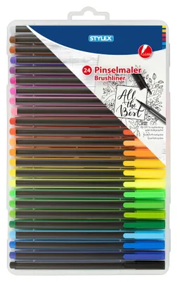 Produktbild von Stylex 32835 Pinselmaler 24 verschiedene Farben flexibler Pinselspitze