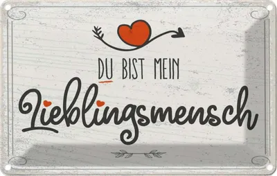 Produktbild von vianmo Blechschild 12x18 cm Du bist mein Lieblingsmensch Herz Spruch Zitat