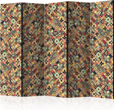 Produktbild von Akusticher Raumteiler Mosaik Foto Paravent 225x172 cm beidseitig auf Vlies-Leinwand bedruckt Akustikschaum Trennwand Spanische Wand Sichtschutz Home Office Abstrakt geometrisch f-C-0099-z-c