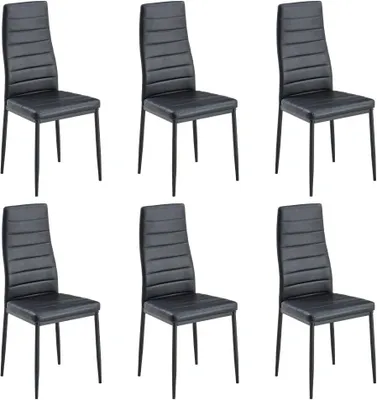 Produktbild von STANEW 6er Set Esszimmerstühle mit Gepolsterte Sitzfläche, Küchenstühle, Polsterstuhl (Schwarz)