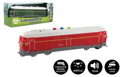 Obrázek produktu pro Lokomotiva/Vlak plast 23cm na baterie se zvukem se světlem 2 barvy v krabičce 27x11x8cm