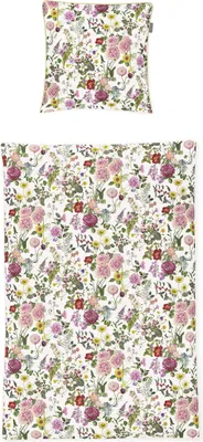 Produktbild von Irisette Satin Bettwäsche Wave - bunte Blümchen 135 x 200 cm bunte Blümchen auf weißem Hintergrund