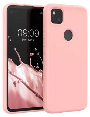 Produktbild von kwmobile Hülle kompatibel mit Google Pixel 4a Hülle - gummierte TPU Silikon Handyhülle - Schutzhülle für kabelloses Laden - Case in Hellrosa matt