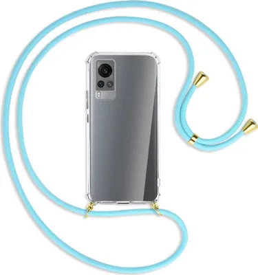 Produktbild von Handykette Backcover-Schutzhülle mit Band (Metall goldfarben) für vivo X60 - himmelblau