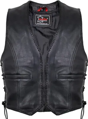 Produktbild von Echt Lederweste Kutte Biker Rockerweste Ohne Verschlüsse Clubweste Motorradweste(XL)