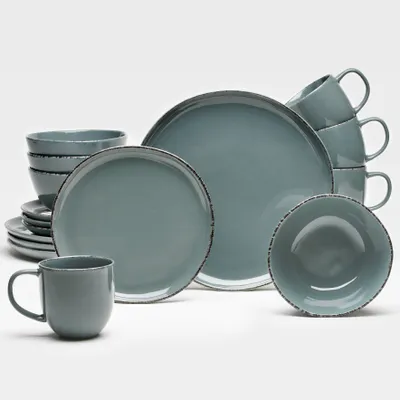 Produktbild von Kombiservice Urban 16-teilig Steinzeug grau für 4 Personen – Kaffeebecher 310 ml, Dessertteller 20,3 cm, Speiseteller 26,8 cm, Schalen 15,2 cm
