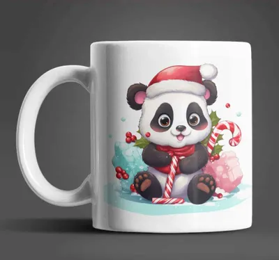 Produktbild von Süßer Weihnachten Panda Kaffeetasse Teetasse Tasse Geschenkidee Geschenk 330 ml