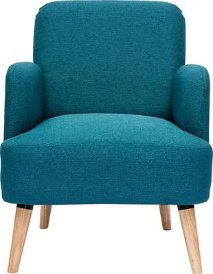 Produktbild von Miliboo - Skandinavischer Sessel in Entenblau und hellem Holz ISKO