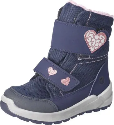 Produktbild von RICOSTA Boots GENI für warme Füße im Winter HighTech/Textil Klettverschluss Warmfutter Mädchen nautic/ozean Blau/Rosa Herzen Größe 27